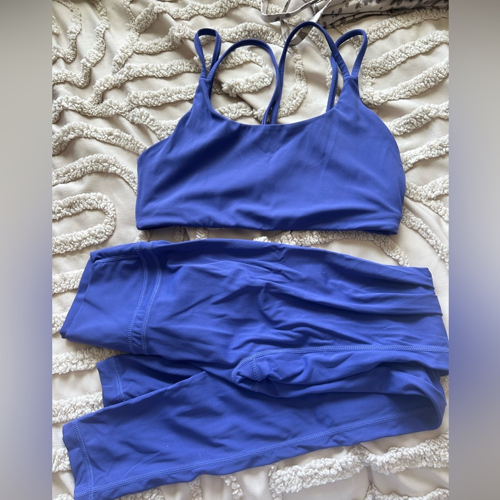 Paragon Fitwear Blue Strappy Sports Bra and Leggings Set M/S